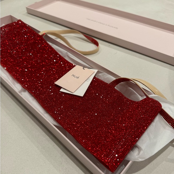 NWT Nue Studio S Rhinestone Festival Charlotte Bra Top Spicy Red Holiday Party - Picture 2 of 9